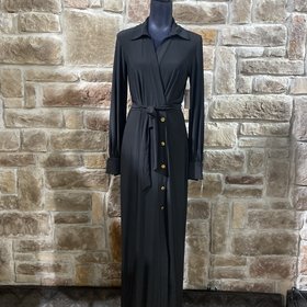 Taylor Black Long Sleeve Dress with Button Down Skirt Size 8