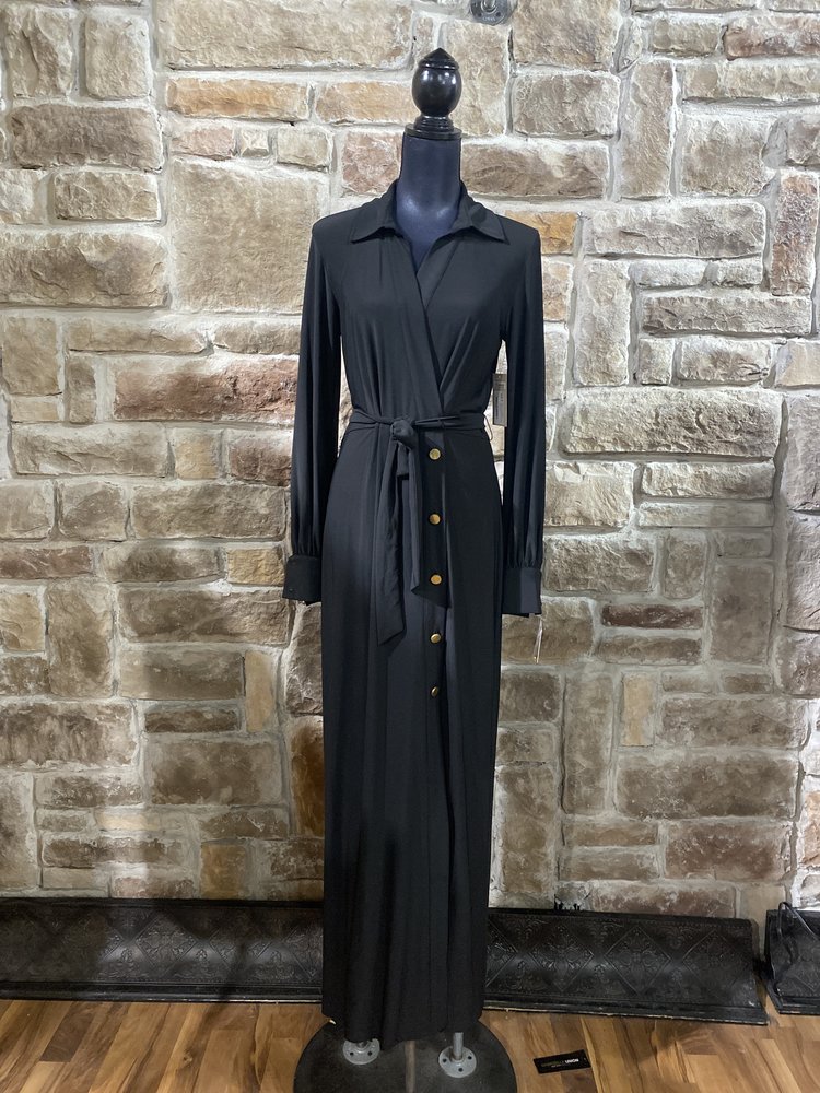 Taylor Black Long Sleeve Dress with Button Down Skirt Size 8