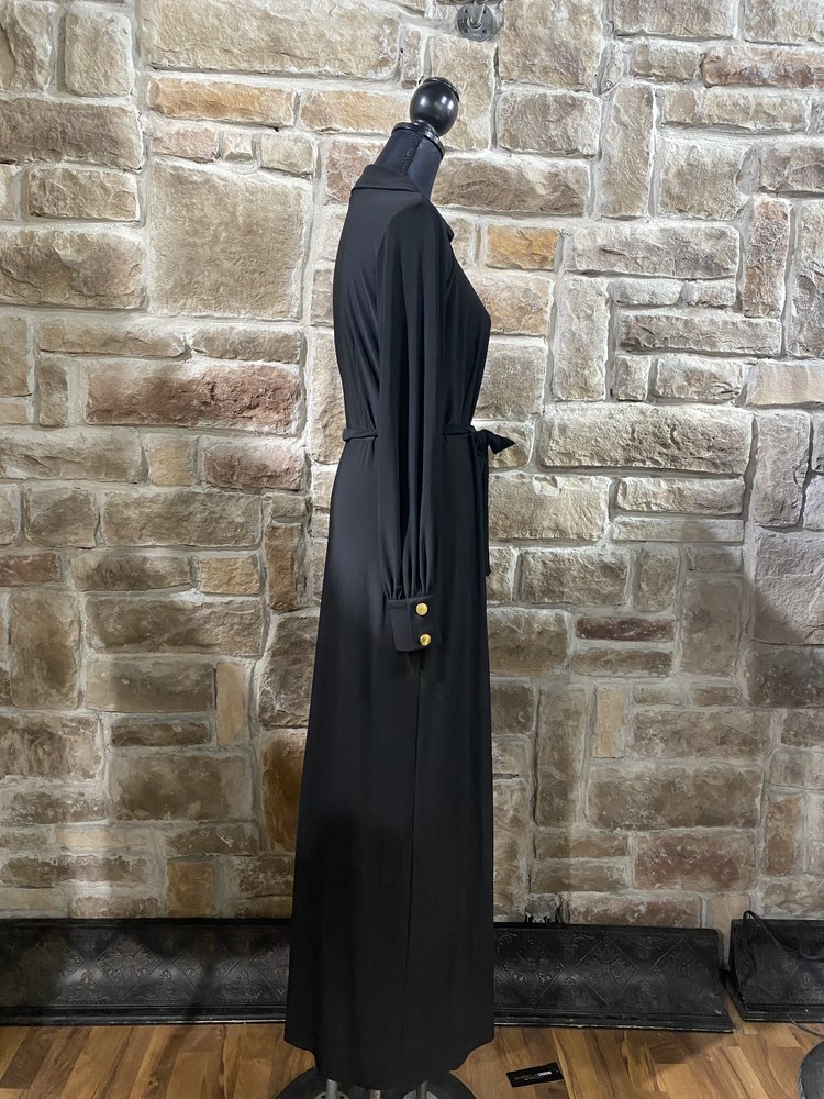 Taylor Black Long Sleeve Dress with Button Down Skirt Size 8