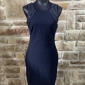 Guess Navy Blue Bandage Dress with Silver Rivets, Size 10
