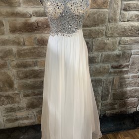 Aspeed White Beaded Sheer Top Gown, Size XS