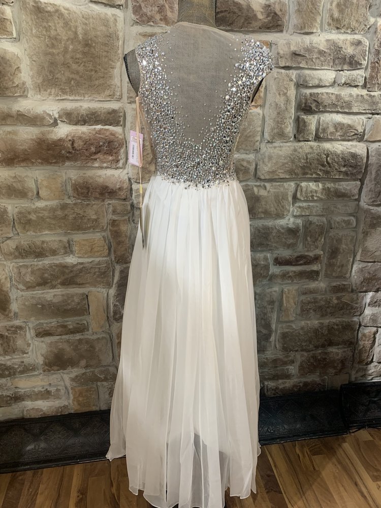 Aspeed White Beaded Sheer Top Gown, Size XS