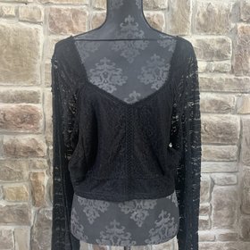 Lace  Sleeves Crop Top, Size 2XL