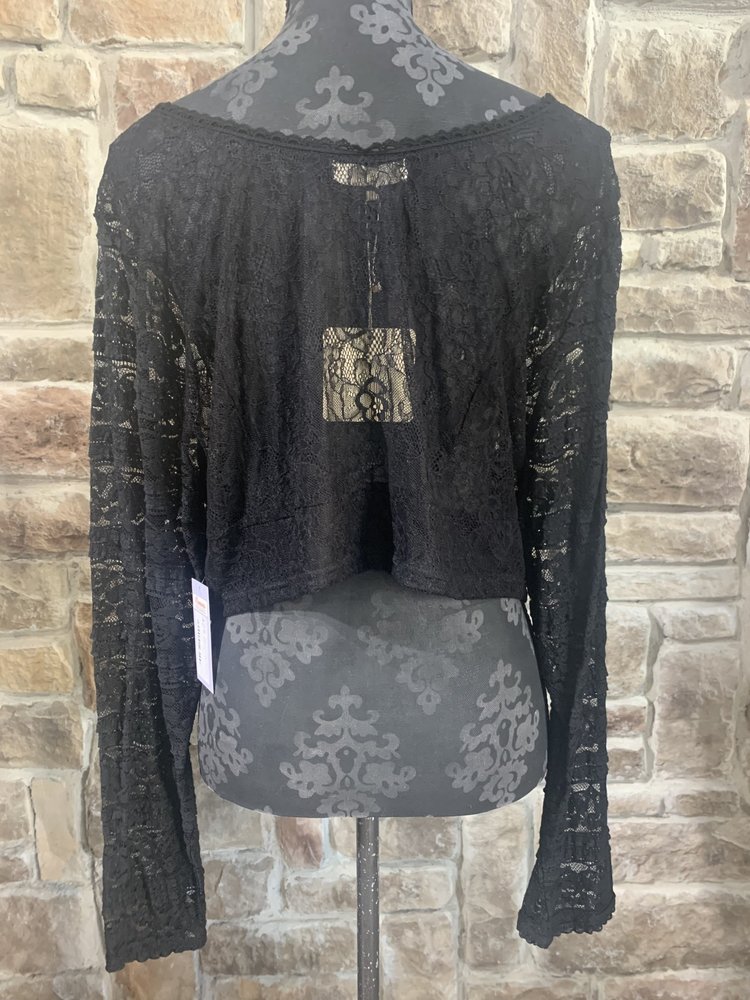 Lace  Sleeves Crop Top, Size 2XL