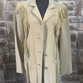 Echo Mountain Tan Suede Fringe Coat, Size 10