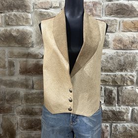 Double D Ranch Hand Tooled Leather Vest, Size L