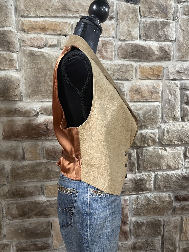 Double D Ranch Hand Tooled Leather Vest, Size L