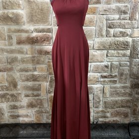 Nox Anabel Burgundy Halter Open Back Gown, Size XL