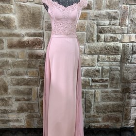 Nox Anabel Dusty Rose Applique Gown With Separate Train Skirt, Size S