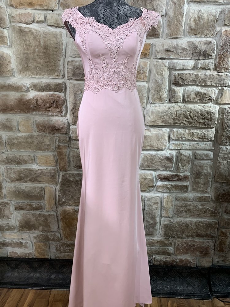 Nox Anabel Dusty Rose Applique Gown With Separate Train Skirt, Size S