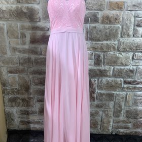 Nox Anabel Baby Pink Lace Top Halter Gown, Size L
