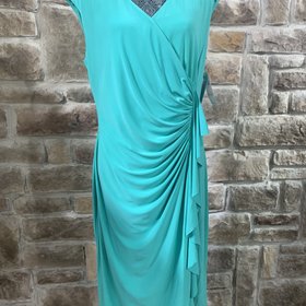 American Living Green Cross Wrap Ruched Dress, Size 16