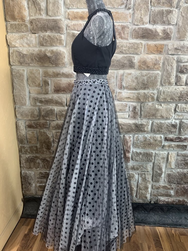 Nox Anabel Black Two Piece Polka Dot Gown