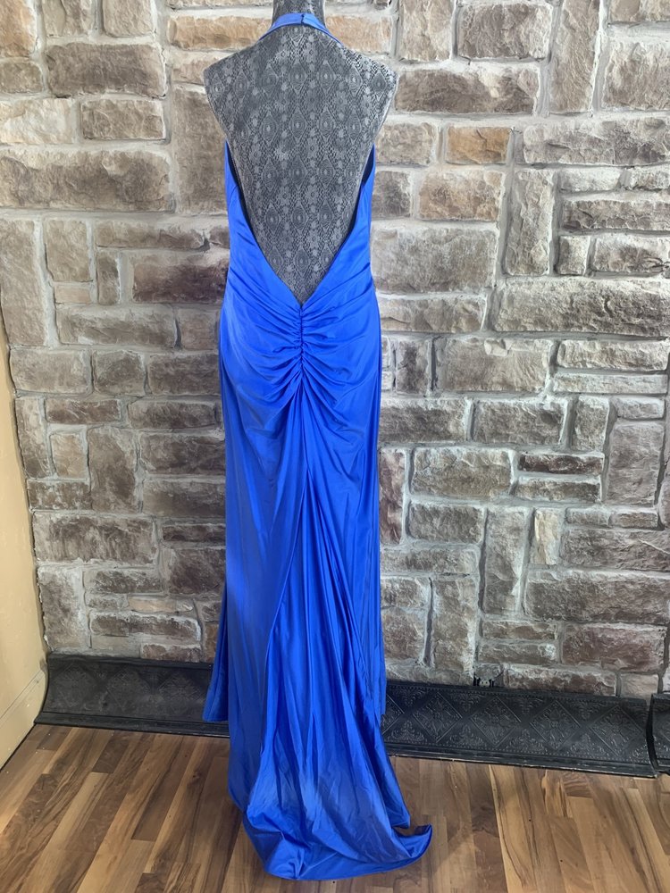 Nox Anabel Royal Blue Ruched Back Train Gown