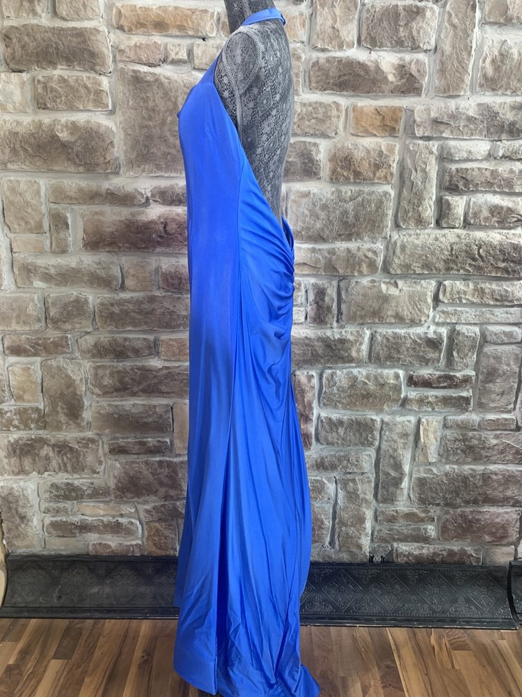 Nox Anabel Royal Blue Ruched Back Train Gown