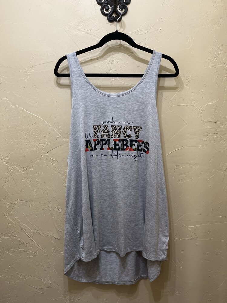 Heather Gray "Fancy Like Applebees" Racerback Tank