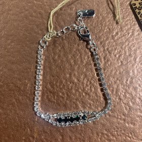 Silver with Emerald Rhinestone Valentina Bracelet