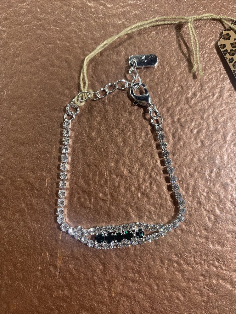 Silver with Emerald Rhinestone Valentina Bracelet