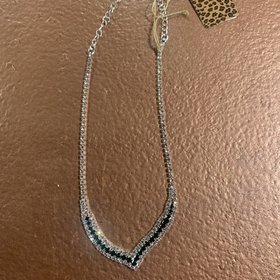 Silver with Emerald Rhinestone Valentina Necklace