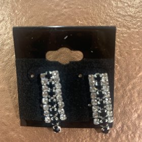 Silver with Black Rhinestone Valentina Earrings