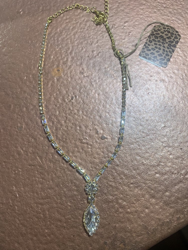 Christina Collection Gold Rhinestone Willow Necklace