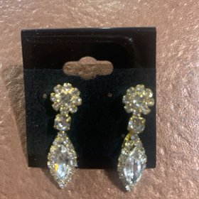 Christina Collection Gold Rhinestone Willow Earrings
