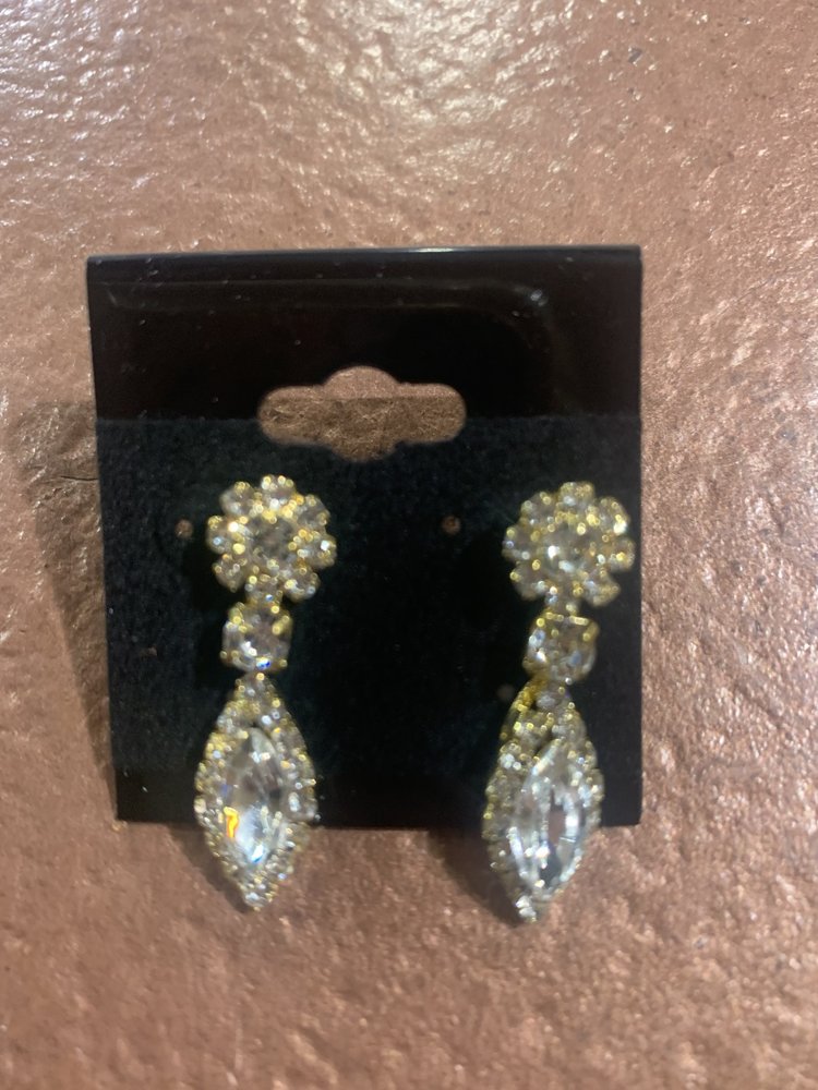 Christina Collection Gold Rhinestone Willow Earrings