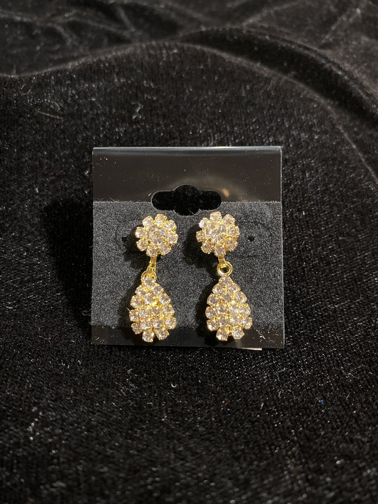 Gold Rhinestone Gabriella Drop Earrings