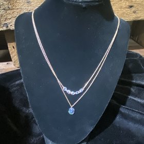 Gold Double Chain Crystal  Tess Necklace