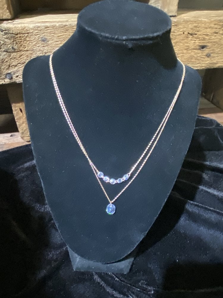 Gold Double Chain Crystal  Tess Necklace