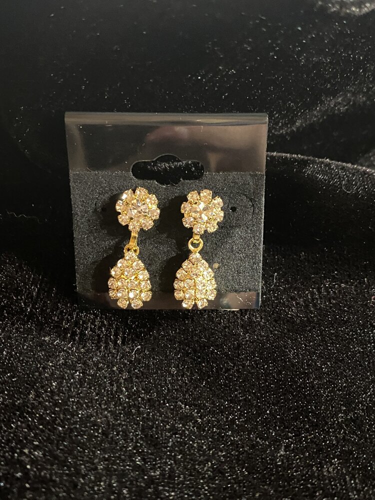 Gold Rhinestone Gabriella Drop Earrings