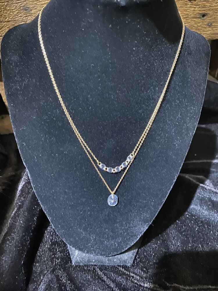 Gold Double Chain Crystal  Tess Necklace