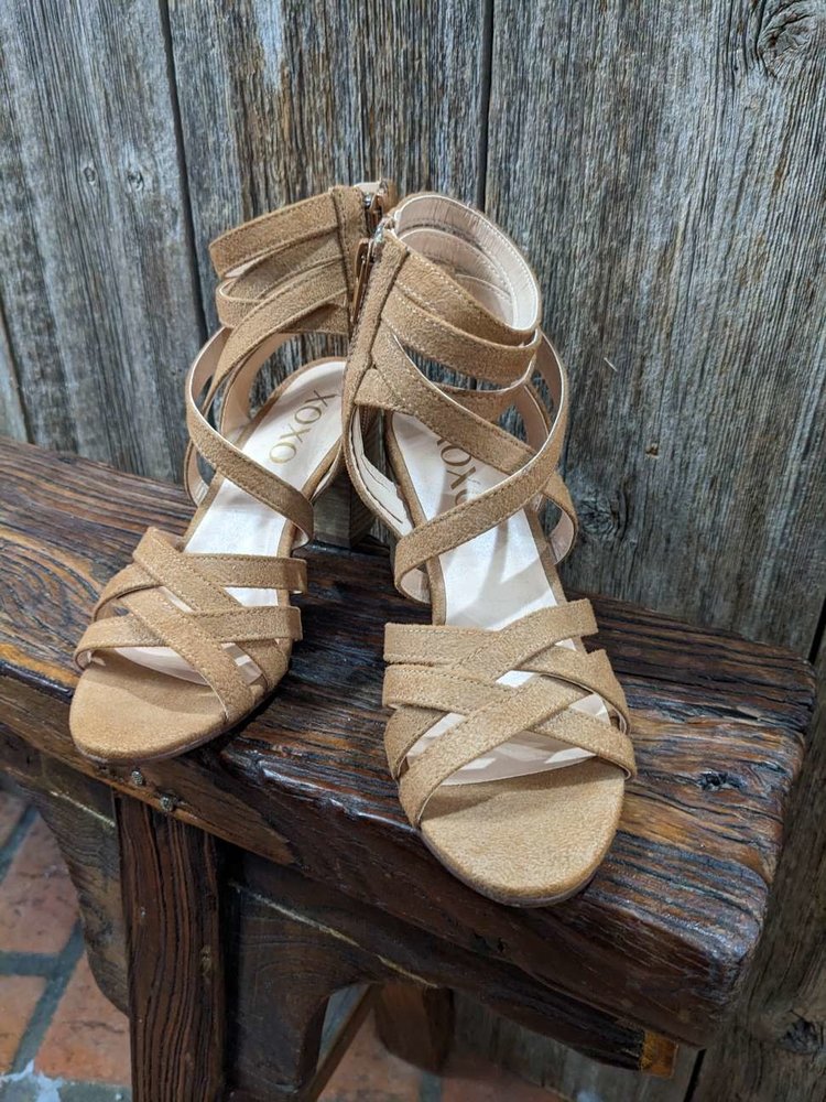 XOXO Tawny Brown Suede Strappy Sandal