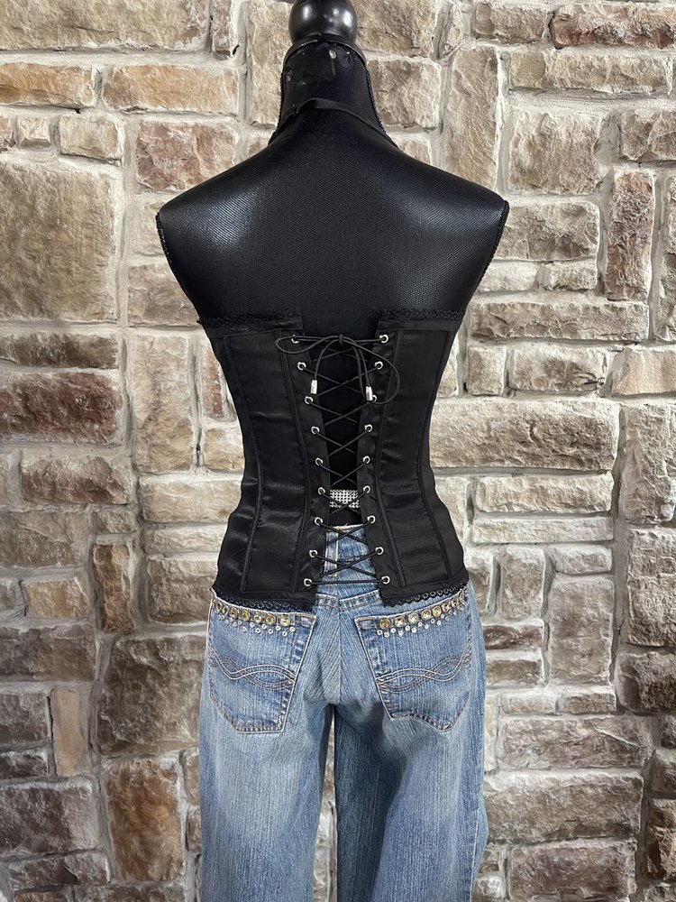 Lydia Silver Animal Print w/Lace Metallic Trim Corset