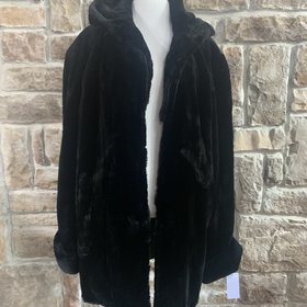 Black Sheared Beaver Parka, Size XL