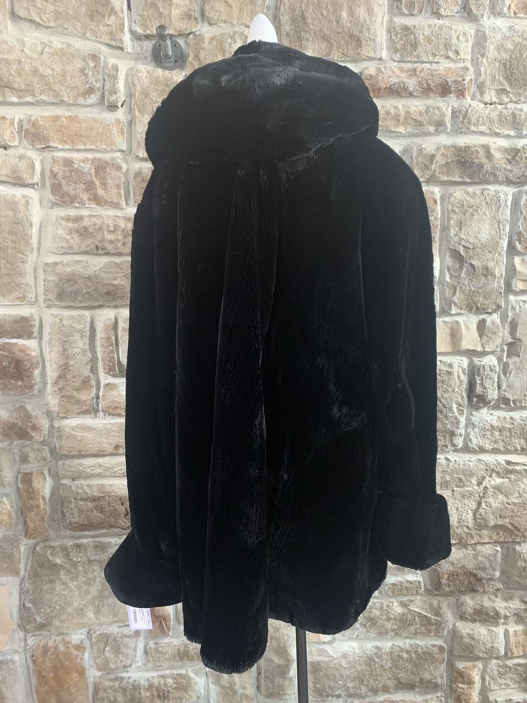 Black Sheared Beaver Parka, Size XL