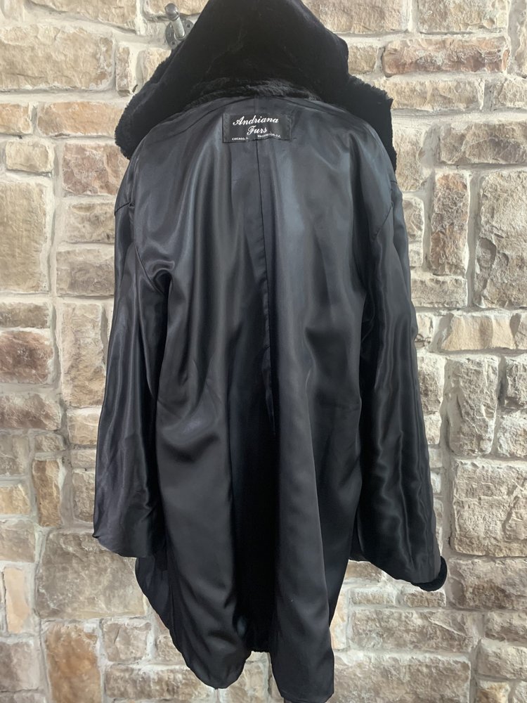 Black Sheared Beaver Parka, Size XL