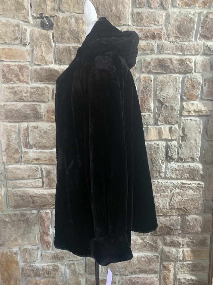 Black Sheared Beaver Parka, Size XL