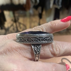 Silver Ring with Large Purple Stone