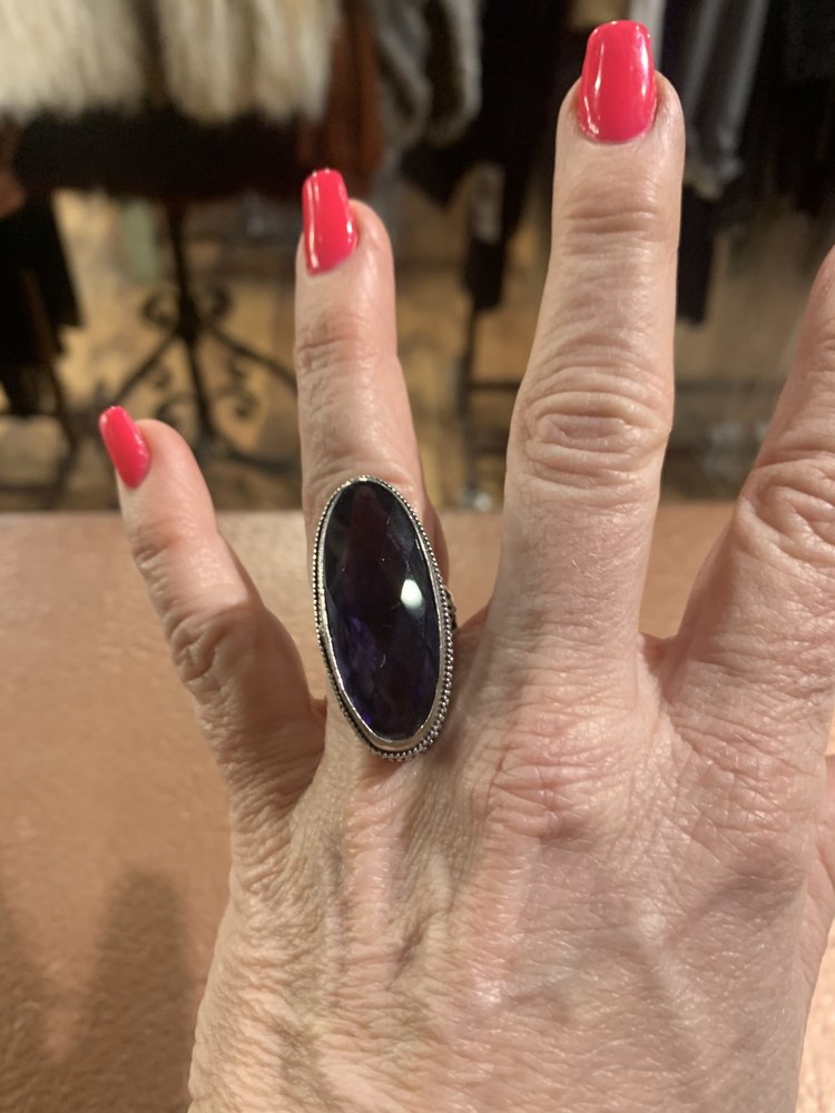 Silver Ring with Large Purple Stone