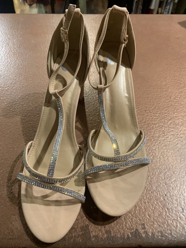 Nude Shoe with Sparkle Straps, Size 12