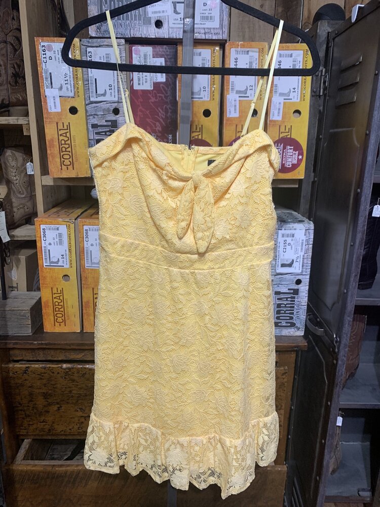 City Studio Yellow Lace Knot Dress, Size 11