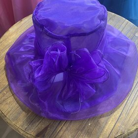 Purple Organza Bow Derby Hat