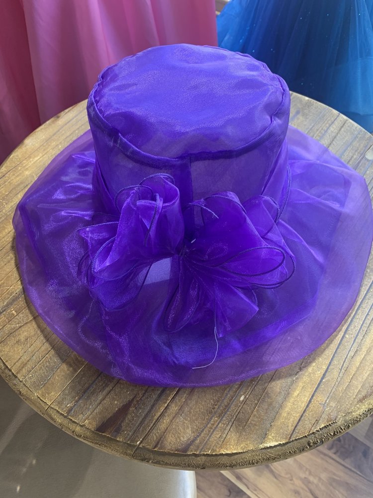 Purple Organza Bow Derby Hat