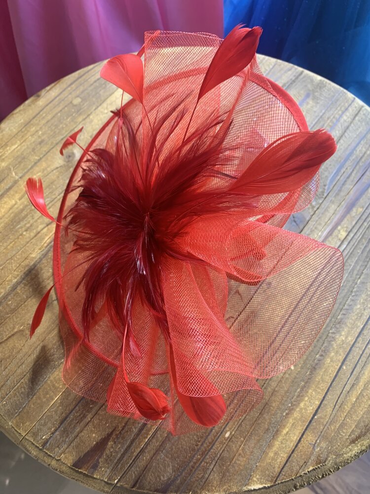 Red Feather Fascinator