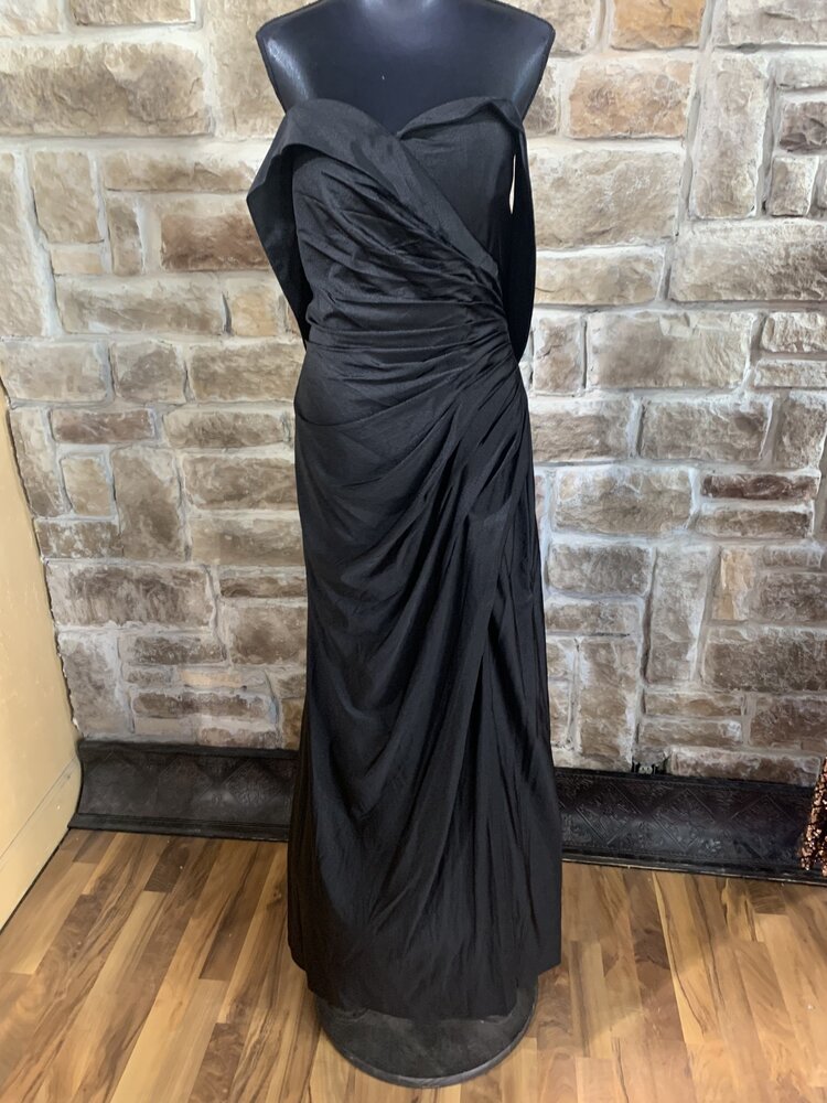 Ladivine Black Ruched Shoulder Wrap Dress, Size 20