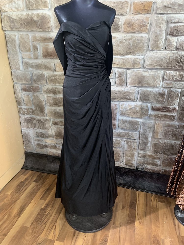 Ladivine Black Ruched Shoulder Wrap Dress, Size 20