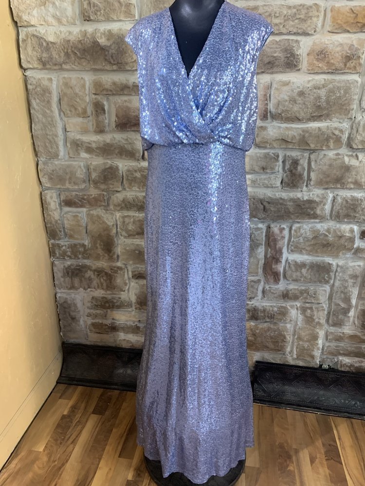 Tadashi Shoji Light Blue Sequin Wrap Front Gown, Size XL