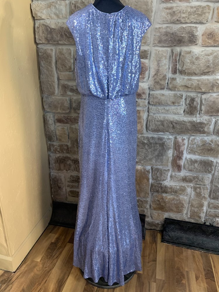 Tadashi Shoji Light Blue Sequin Wrap Front Gown, Size XL