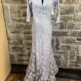 Xscape Light Blue Petal Lace Off the Shoulder Dress, Size 8